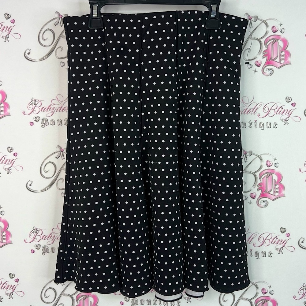 Ricki's skirt dotted flowy Black and White Polka Dot A-Line Skirt